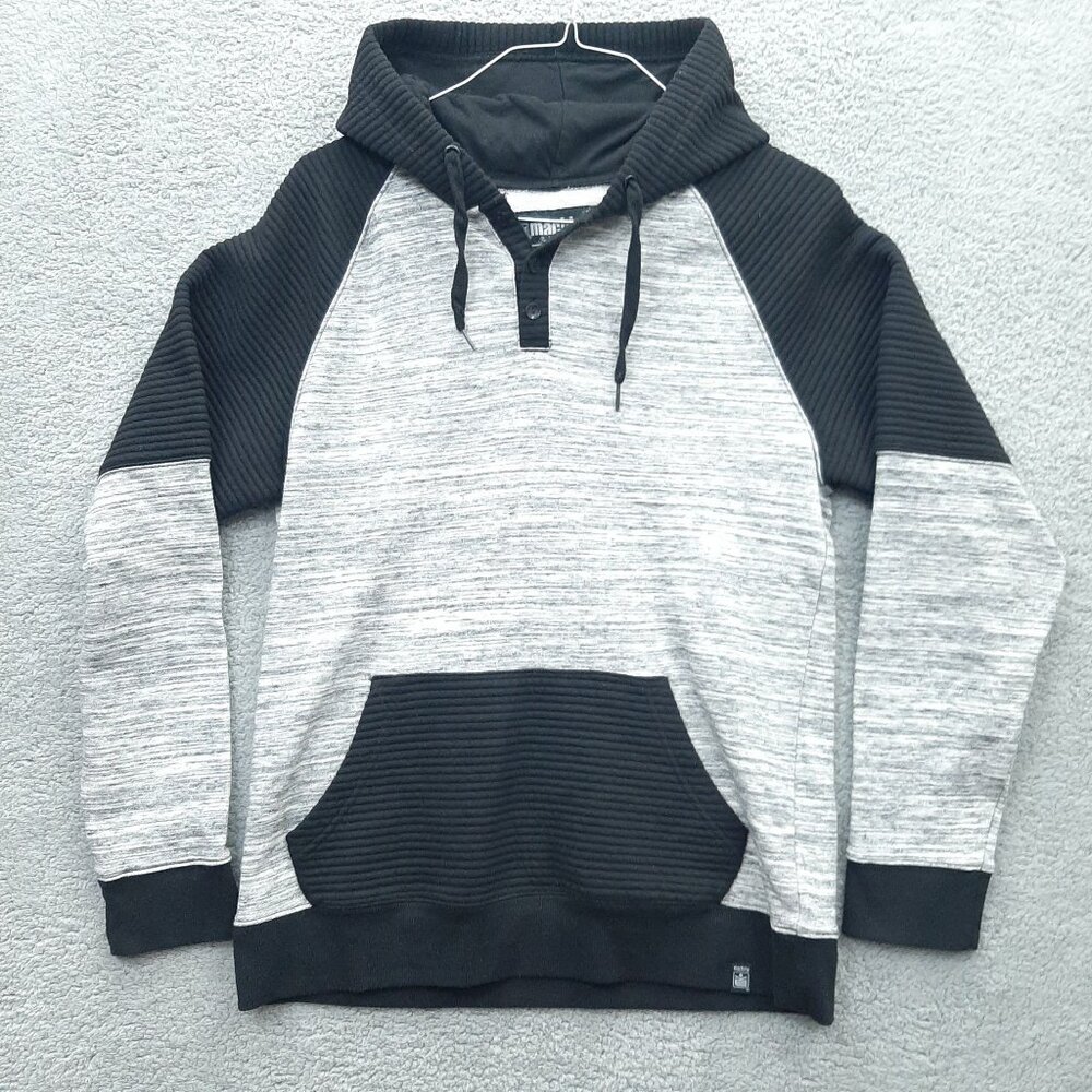 Machine Push The Limit Mens Large Gray Black Raglan Hoodie Sweatshirt